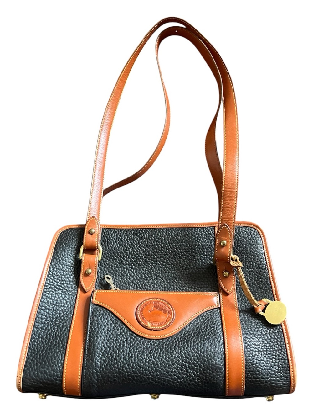 Dooney & Bourke Pebbled Leather Navy & Tan Shoulder Bag